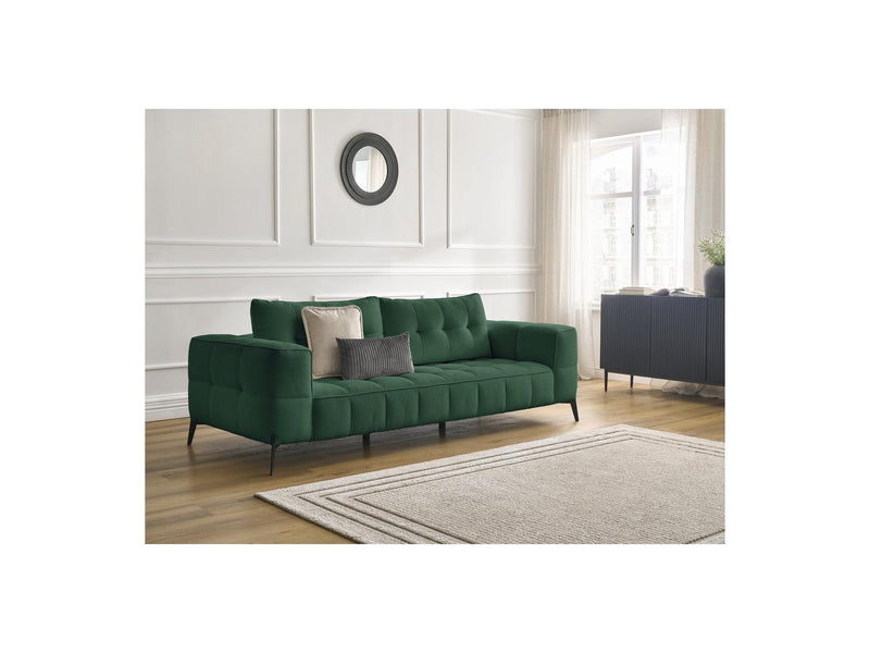 Canapé Droit Fixe 3 Places - Anis - Tissu Texturé