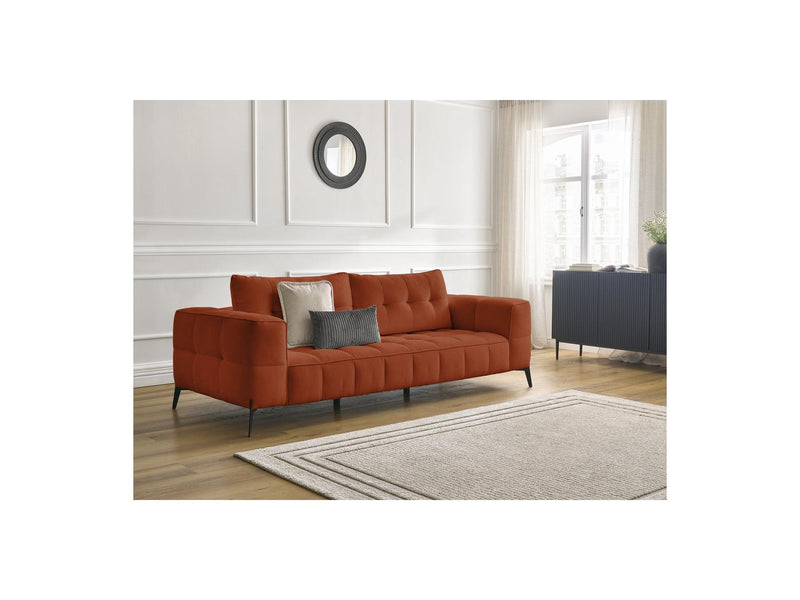 Canapé Droit Fixe 3 Places - Anis - Tissu Texturé