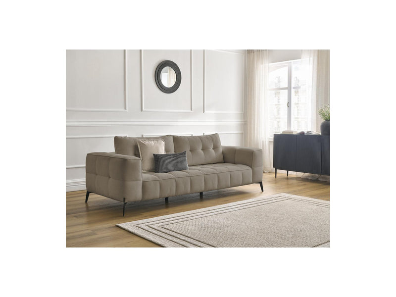 Canapé Droit Fixe 3 Places - Anis - Tissu Texturé