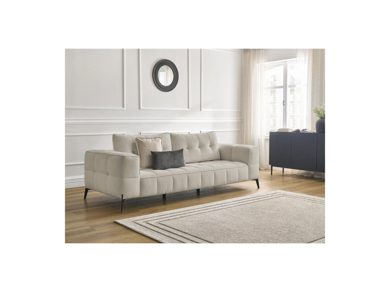 Canapé Droit Fixe 3 Places - Anis - Tissu Texturé