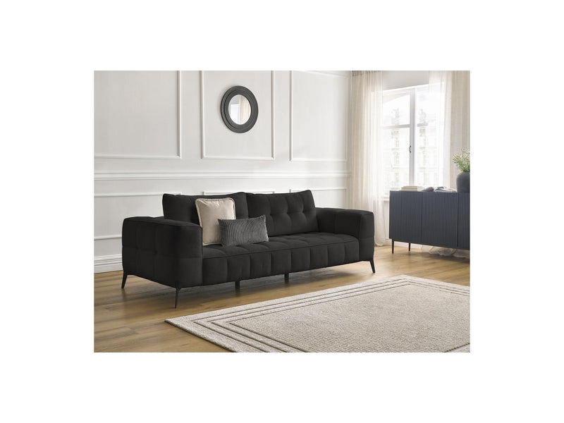 Canapé Droit Fixe 3 Places - Anis - Tissu Texturé