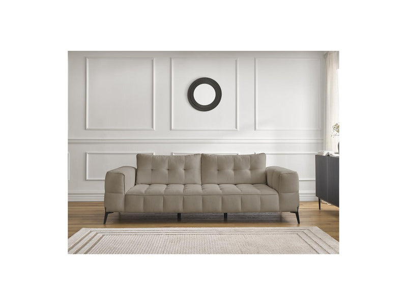 Canapé Droit Fixe 3 Places - Anis - Tissu Texturé