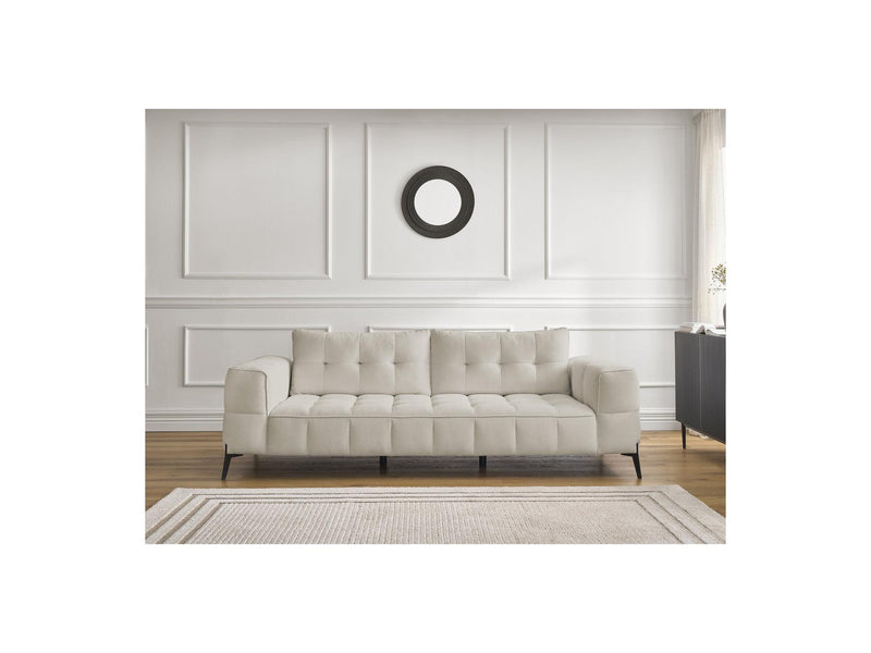 Canapé Droit Fixe 3 Places - Anis - Tissu Texturé