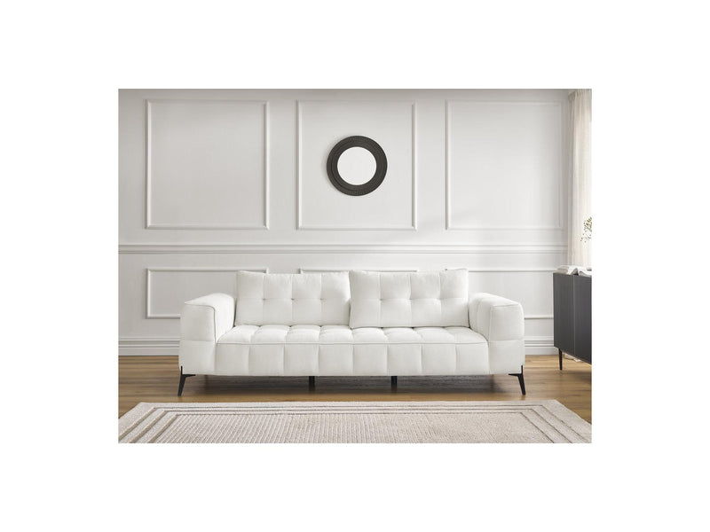 Canapé Droit Fixe 3 Places - Anis - Tissu Texturé