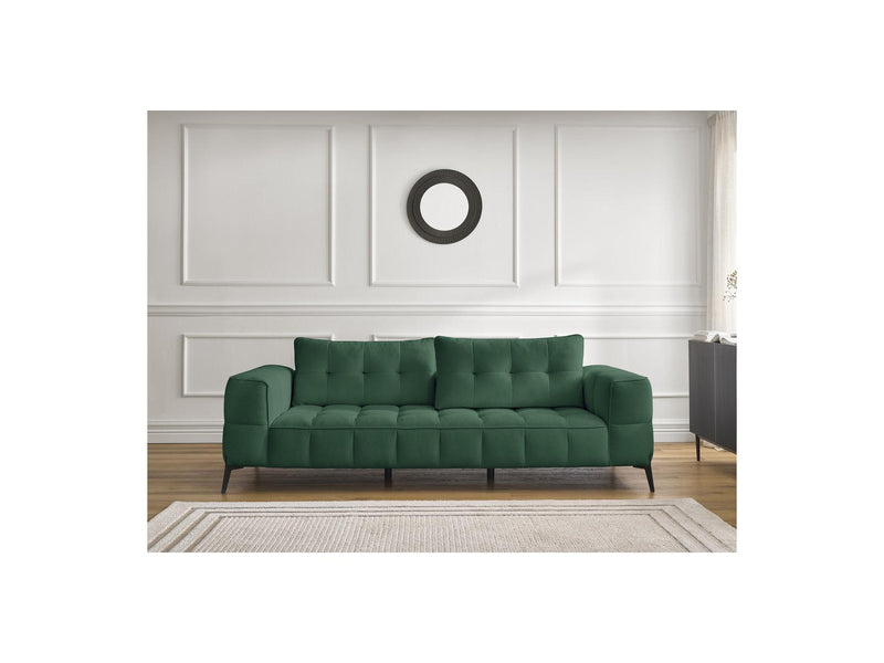 Canapé Droit Fixe 3 Places - Anis - Tissu Texturé