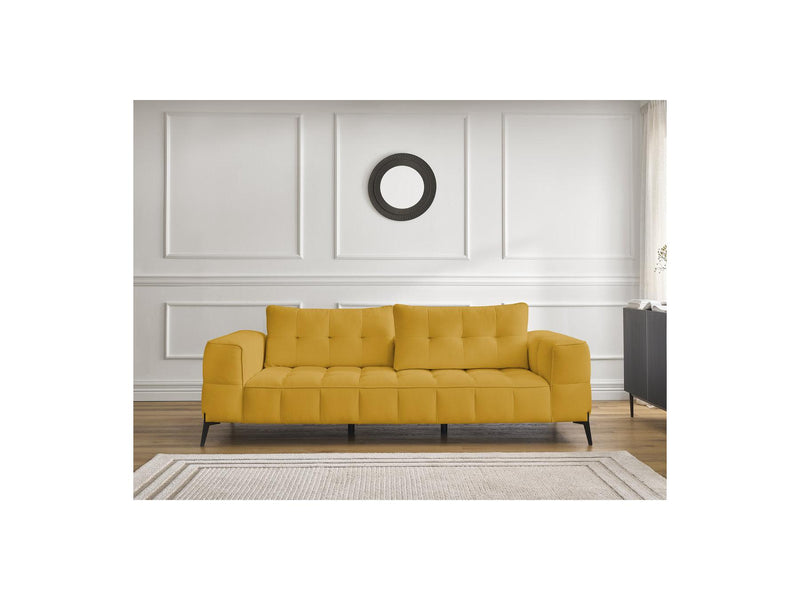 Canapé Droit Fixe 3 Places - Anis - Tissu Texturé