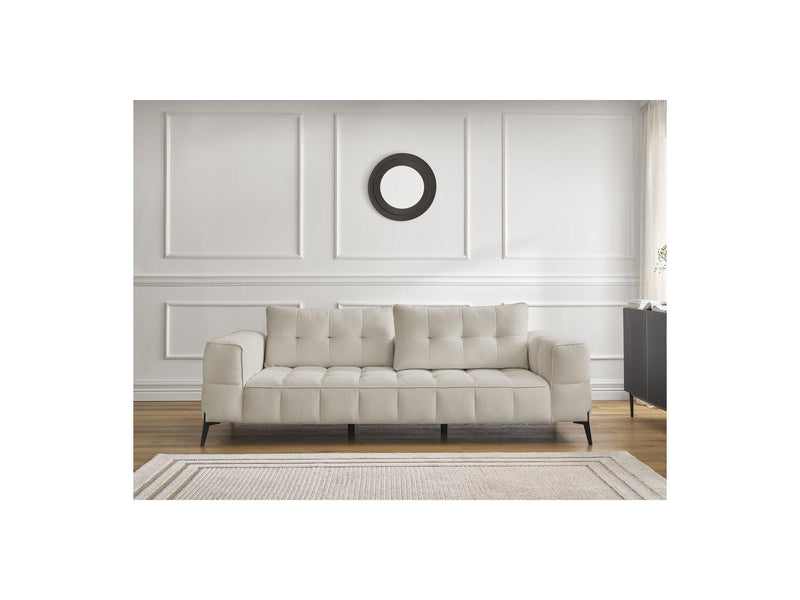 Canapé Droit Fixe 3 Places - Anis - Tissu Texturé