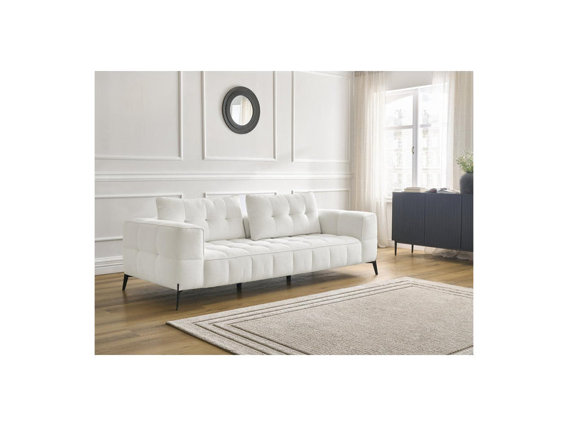 Canapé Droit Fixe 3 Places - Anis - Tissu Texturé