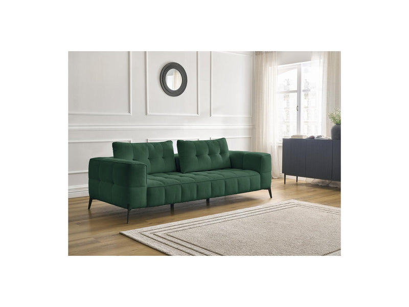 Canapé Droit Fixe 3 Places - Anis - Tissu Texturé