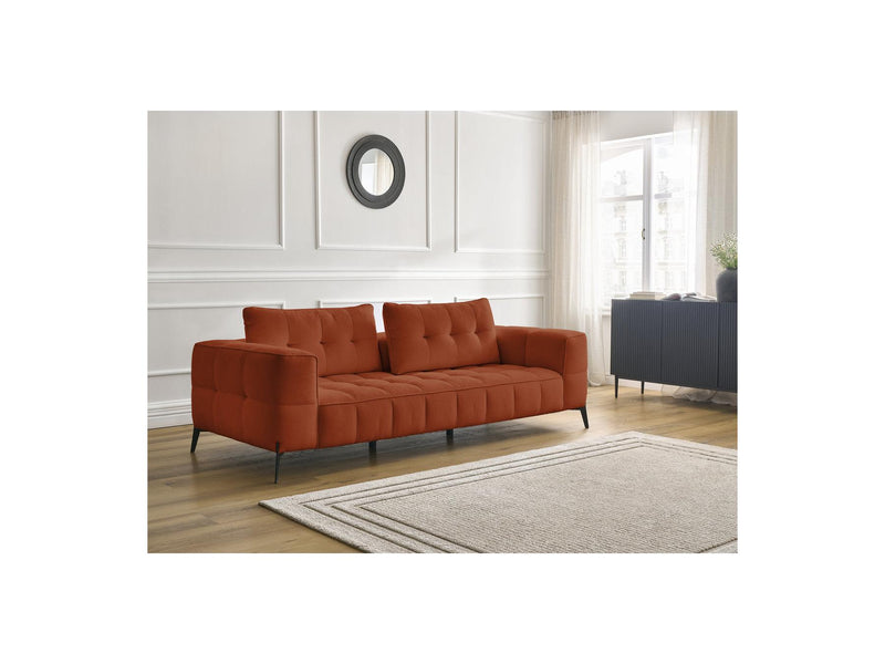 Canapé Droit Fixe 3 Places - Anis - Tissu Texturé