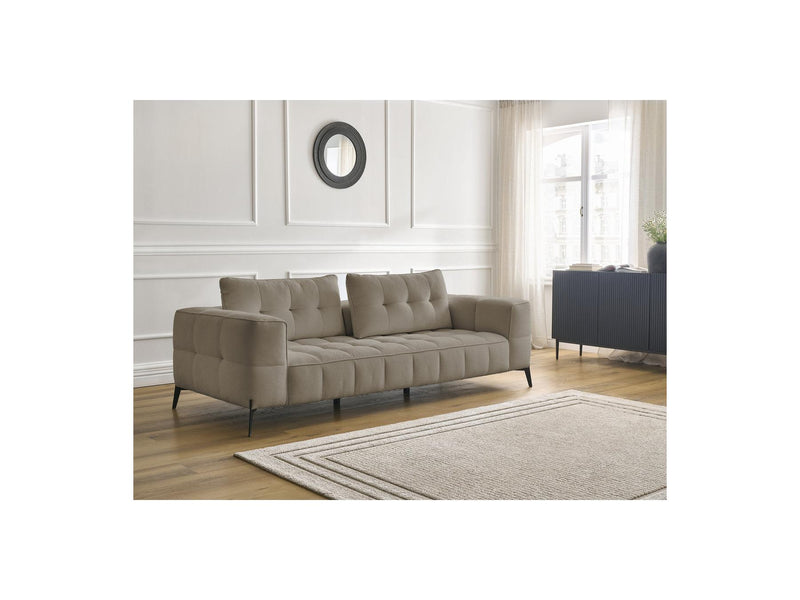 Canapé Droit Fixe 3 Places - Anis - Tissu Texturé