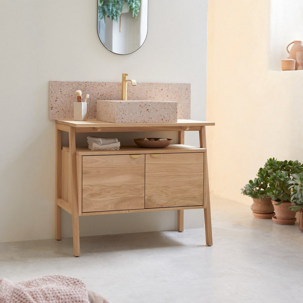 Pola - Meuble Sous Vasque - Chêne - Naturel