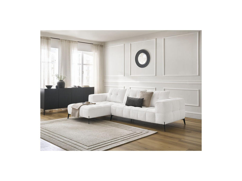 Canapé D'Angle Fixe - Anis - Tissu Bouclette - Angle Gauche