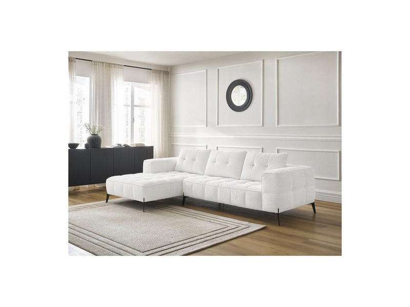 Canapé D'Angle Fixe - Anis - Tissu Bouclette - Angle Gauche