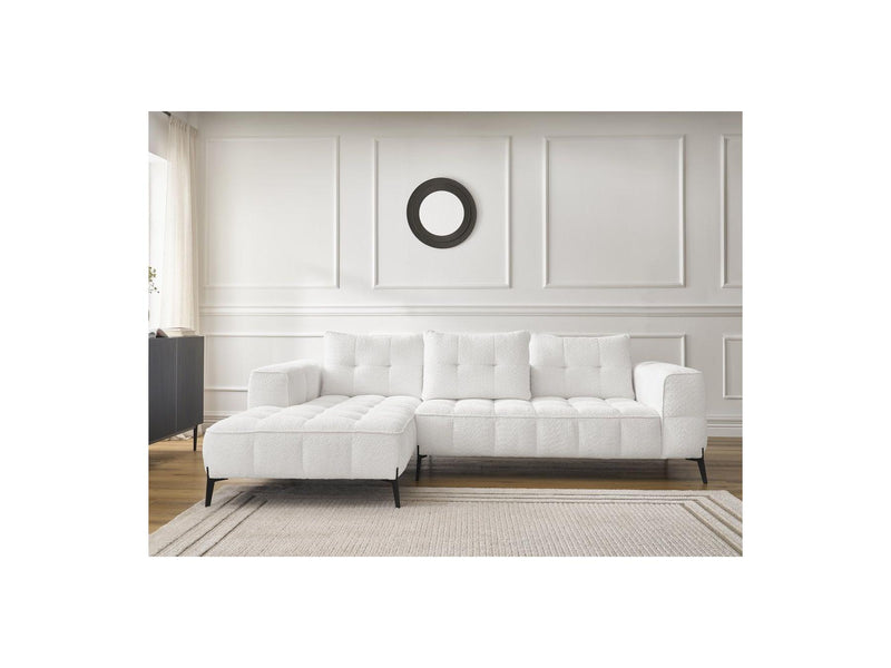 Canapé D'Angle Fixe - Anis - Tissu Bouclette - Angle Gauche