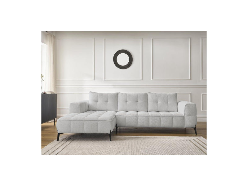 Canapé D'Angle Fixe - Anis - Tissu Bouclette - Angle Gauche