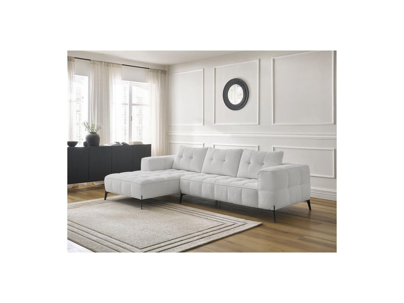 Canapé D'Angle Fixe - Anis - Tissu Bouclette - Angle Gauche