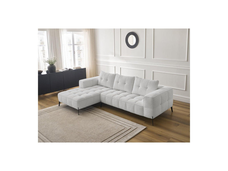 Canapé D'Angle Fixe - Anis - Tissu Bouclette - Angle Gauche