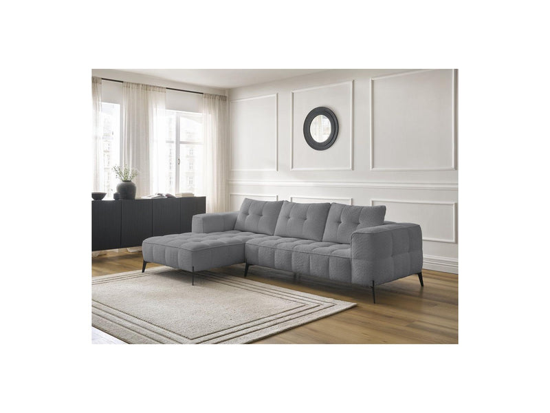 Canapé D'Angle Fixe - Anis - Tissu Bouclette - Angle Gauche