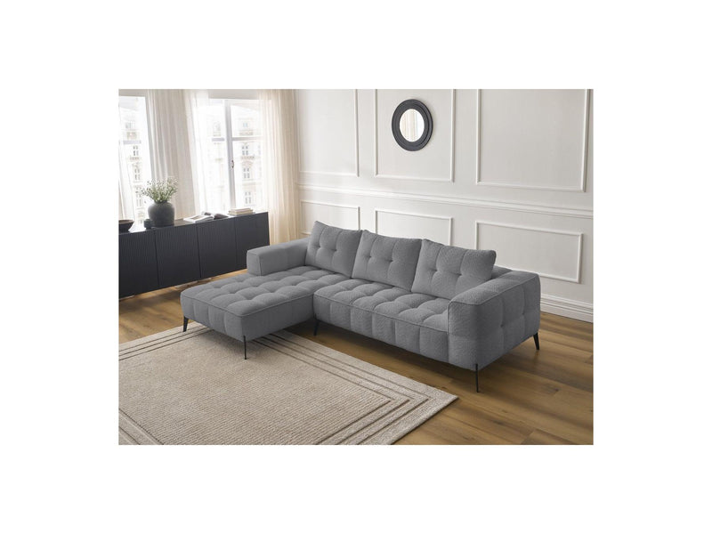Canapé D'Angle Fixe - Anis - Tissu Bouclette - Angle Gauche