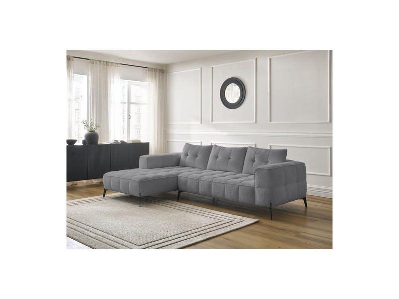 Canapé D'Angle Fixe - Anis - Tissu Bouclette - Angle Gauche