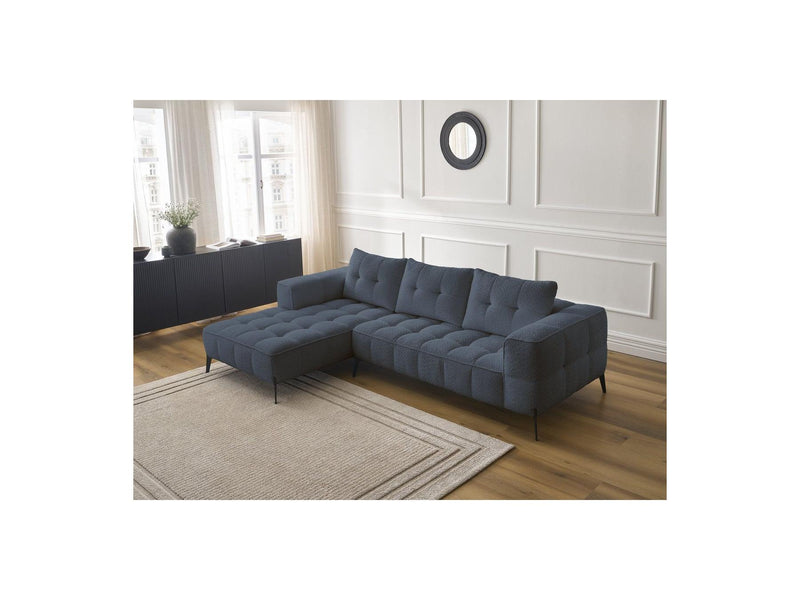 Canapé D'Angle Fixe - Anis - Tissu Bouclette - Angle Gauche