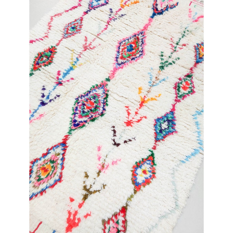 Tapis Berbère Marocain Azilal - Ecru À Motifs Colorés