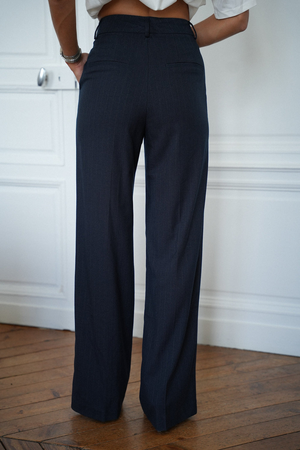 Fanny Striped Trousers - Navy