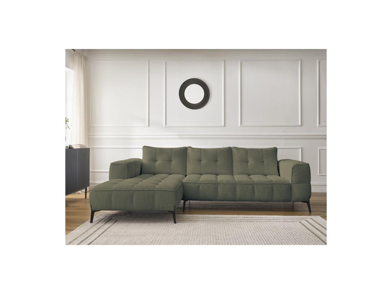 Canapé D'Angle Fixe - Anis - Tissu Bouclette - Angle Gauche