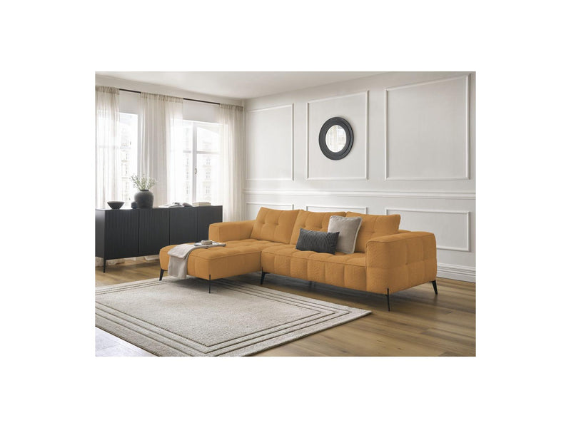 Canapé D'Angle Fixe - Anis - Tissu Bouclette - Angle Gauche