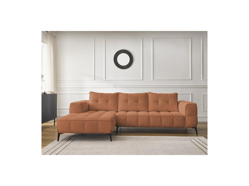 Canapé D'Angle Fixe - Anis - Tissu Bouclette - Angle Gauche