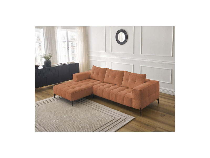 Canapé D'Angle Fixe - Anis - Tissu Bouclette - Angle Gauche