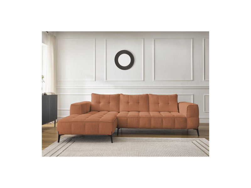 Canapé D'Angle Fixe - Anis - Tissu Bouclette - Angle Gauche