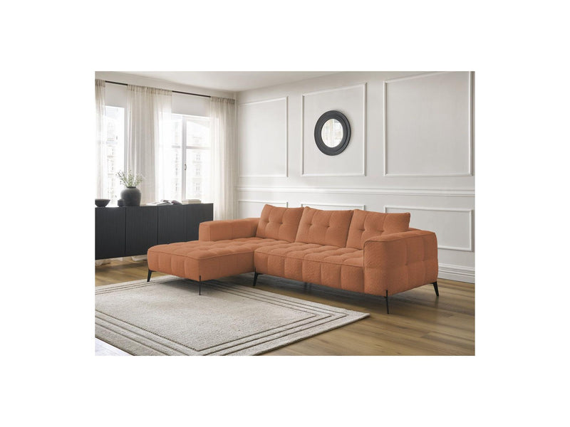 Canapé D'Angle Fixe - Anis - Tissu Bouclette - Angle Gauche