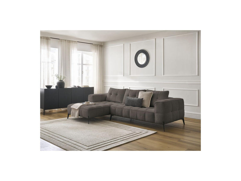 Canapé D'Angle Fixe - Anis - Tissu Bouclette - Angle Gauche