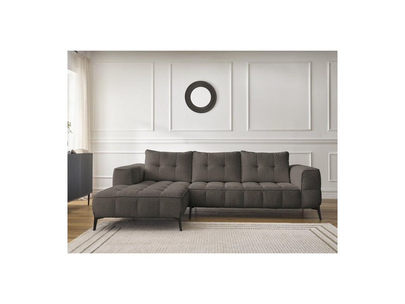 Canapé D'Angle Fixe - Anis - Tissu Bouclette - Angle Gauche