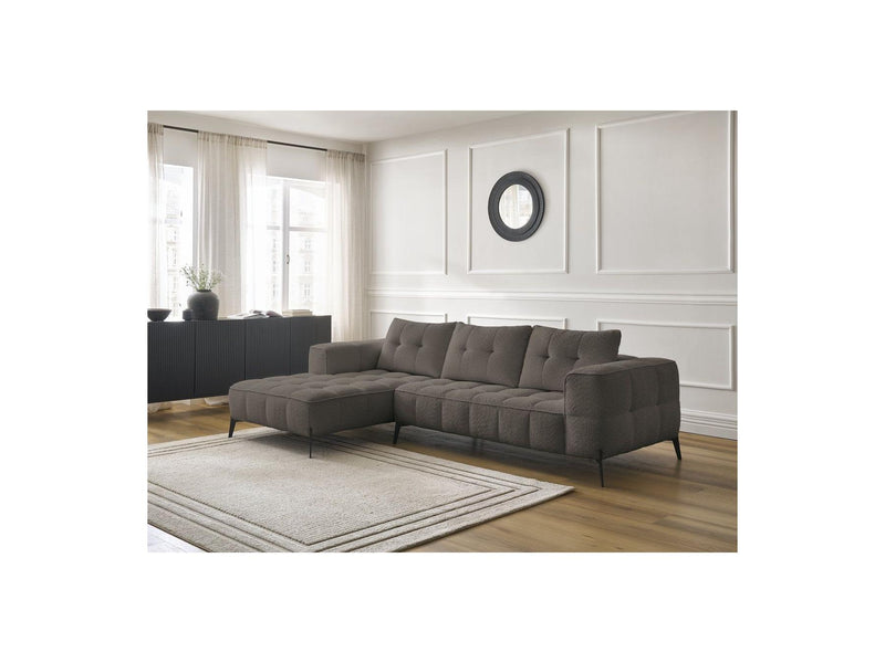 Canapé D'Angle Fixe - Anis - Tissu Bouclette - Angle Gauche