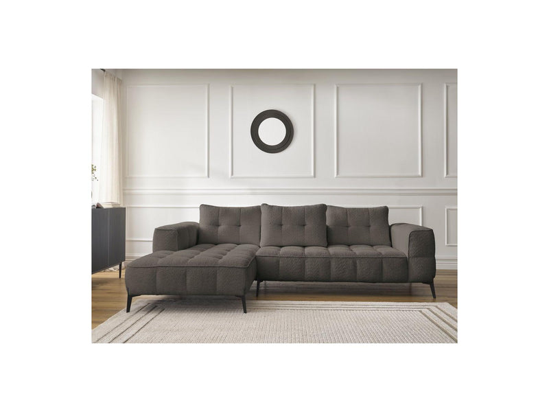 Canapé D'Angle Fixe - Anis - Tissu Bouclette - Angle Gauche