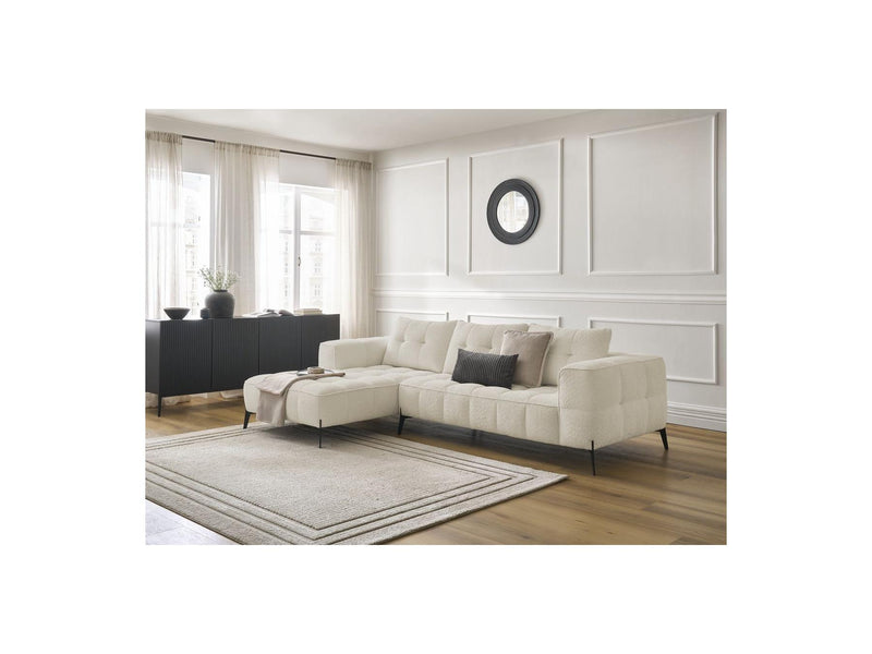 Canapé D'Angle Fixe - Anis - Tissu Bouclette - Angle Gauche