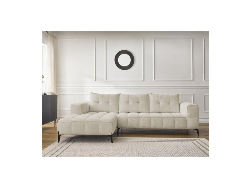 Canapé D'Angle Fixe - Anis - Tissu Bouclette - Angle Gauche