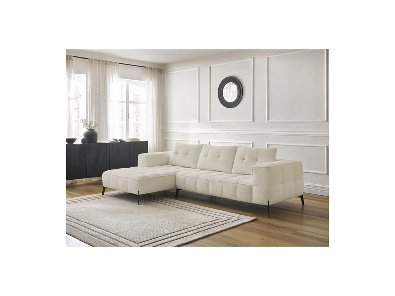 Canapé D'Angle Fixe - Anis - Tissu Bouclette - Angle Gauche