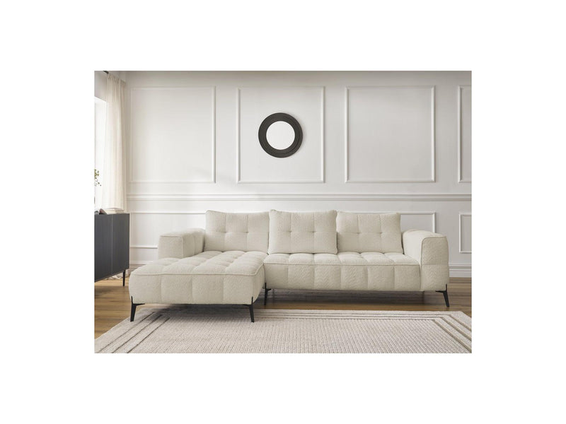 Canapé D'Angle Fixe - Anis - Tissu Bouclette - Angle Gauche