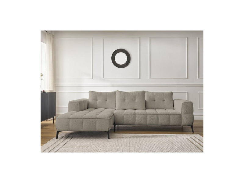 Canapé D'Angle Fixe - Anis - Tissu Bouclette - Angle Gauche