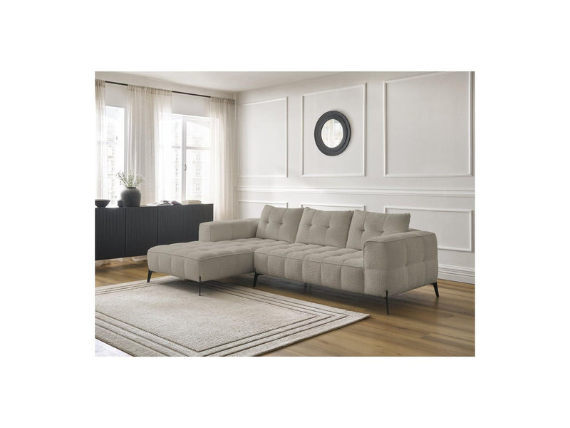 Canapé D'Angle Fixe - Anis - Tissu Bouclette - Angle Gauche