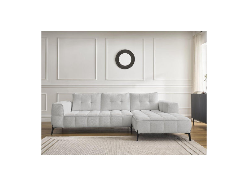 Canapé D'Angle Fixe - Anis - Tissu Bouclette - Angle Droit