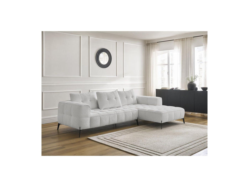 Canapé D'Angle Fixe - Anis - Tissu Bouclette - Angle Droit