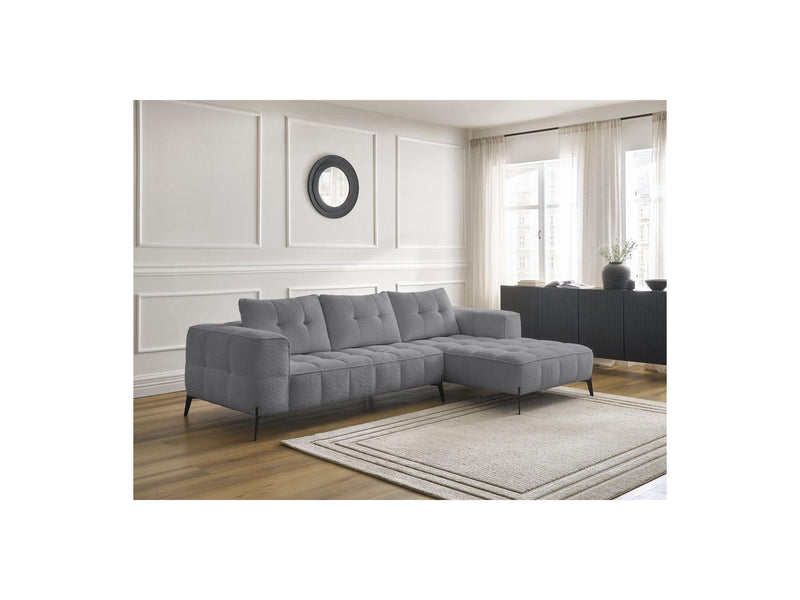 Canapé D'Angle Fixe - Anis - Tissu Bouclette - Angle Droit