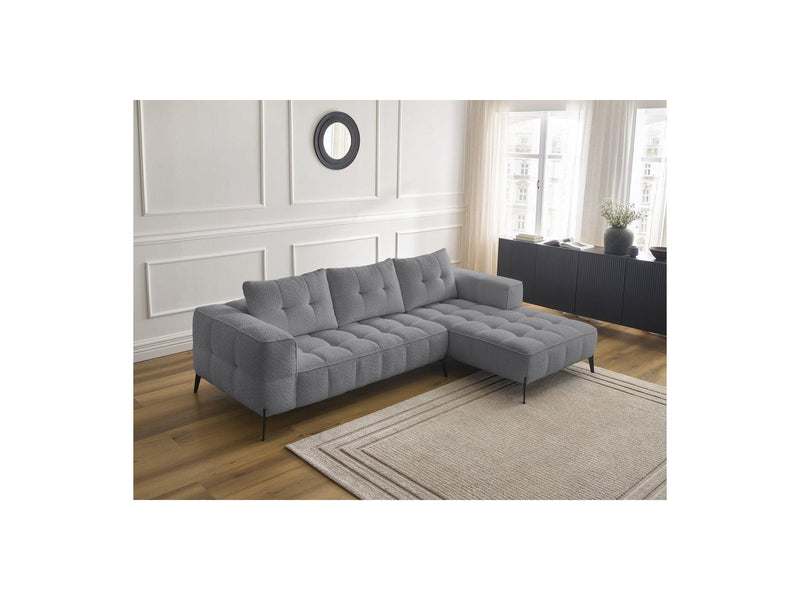 Canapé D'Angle Fixe - Anis - Tissu Bouclette - Angle Droit