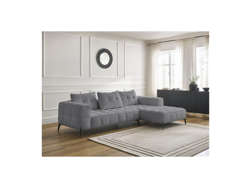 Canapé D'Angle Fixe - Anis - Tissu Bouclette - Angle Droit