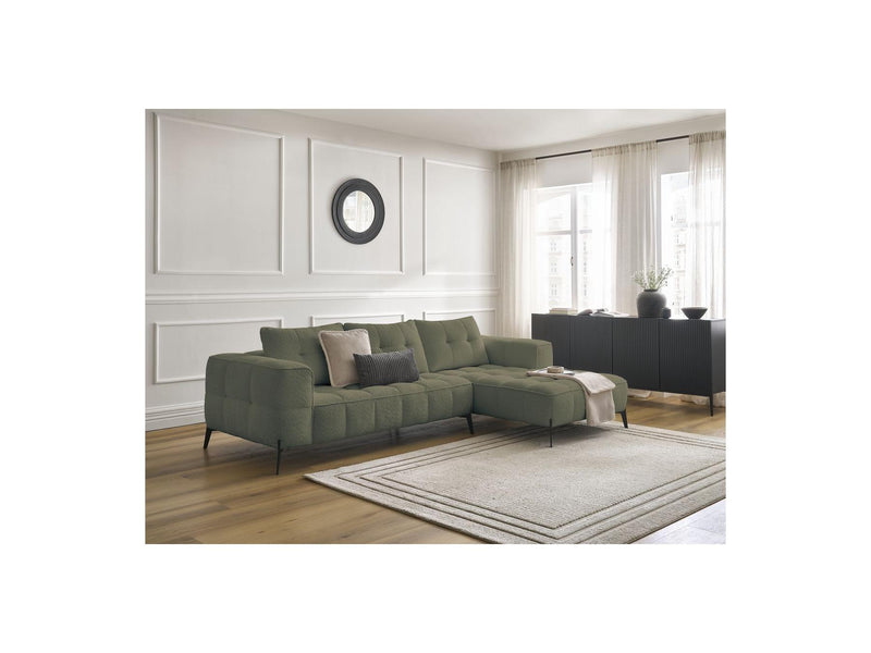 Canapé D'Angle Fixe - Anis - Tissu Bouclette - Angle Droit